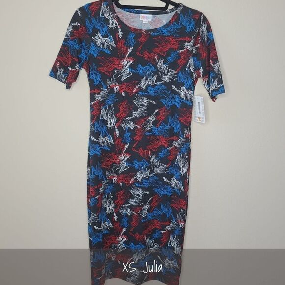 LuLaRoe Julia Dress XS Americana NWT - Picture 1 of 2